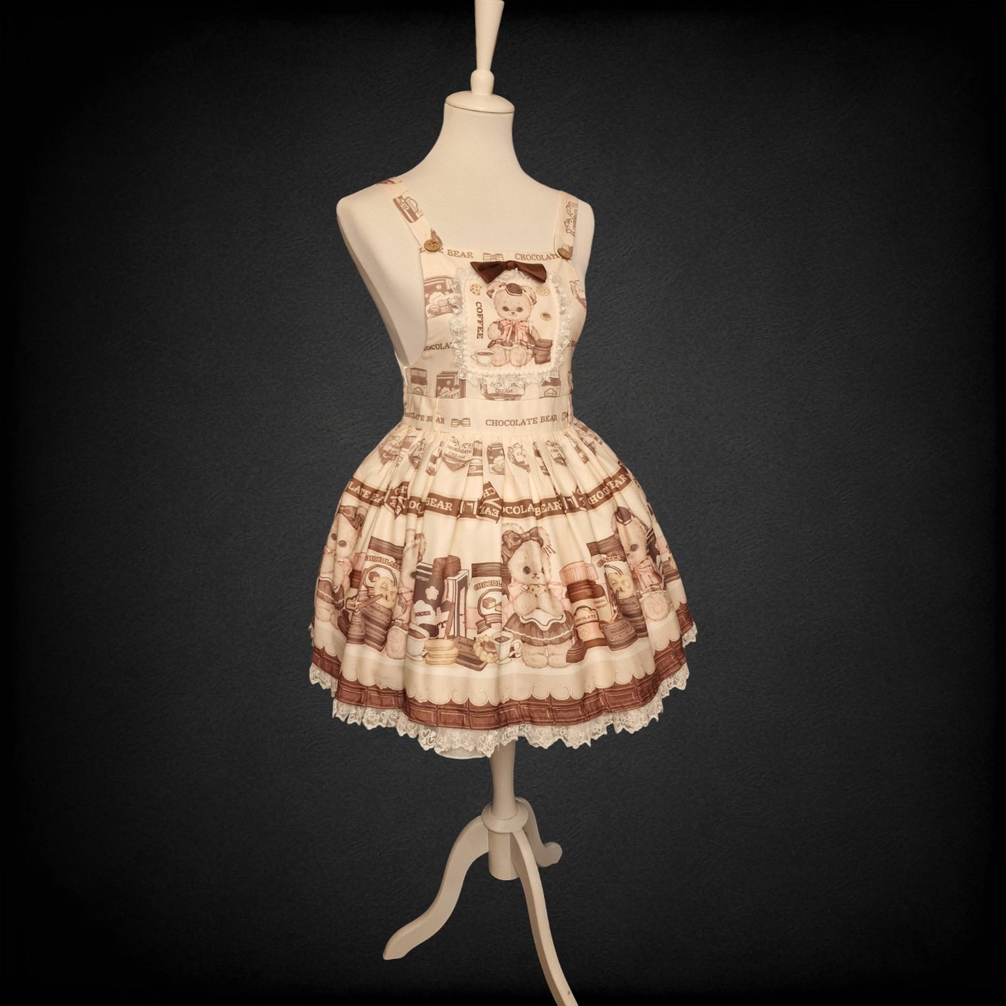 Chocolate Bear Sweet Lolita JSK in creme-braun Kawaii Bären Gr. S