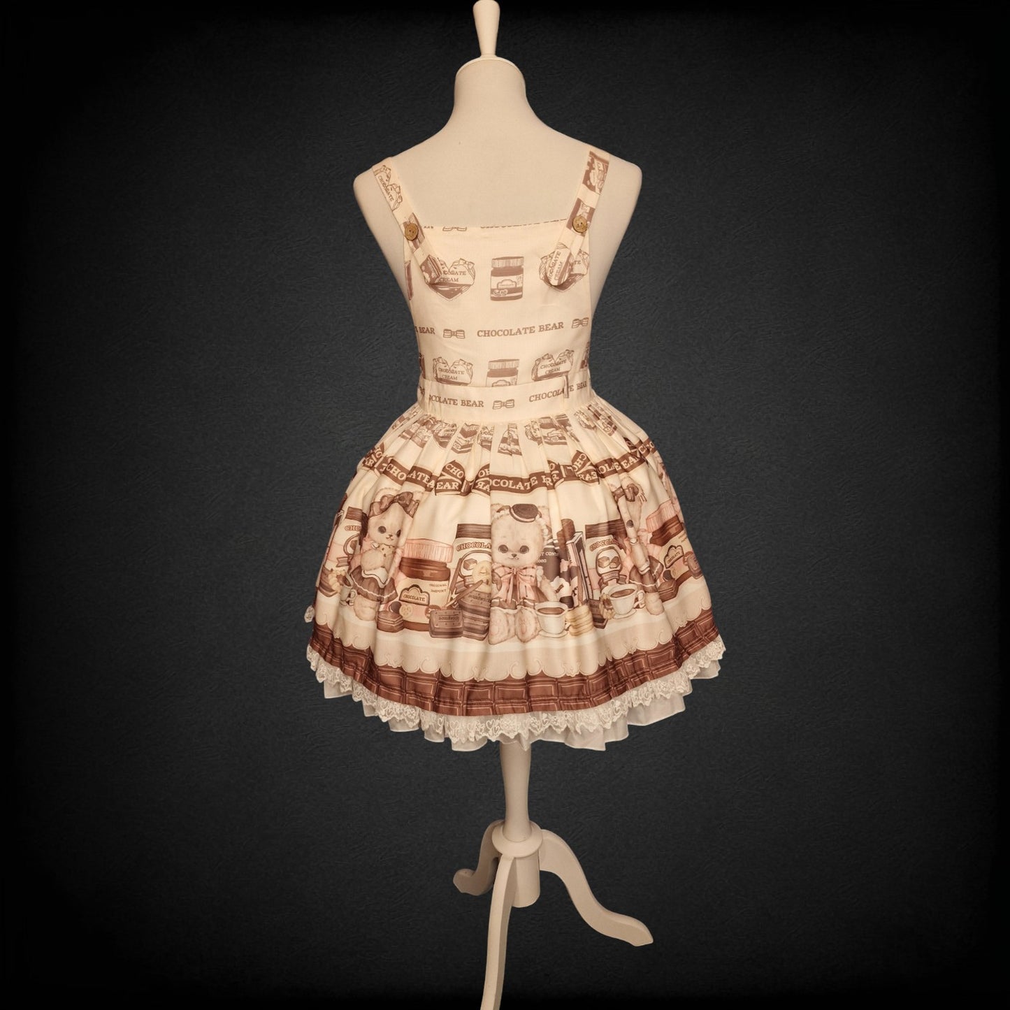 Chocolate Bear Sweet Lolita JSK in creme-braun Kawaii Bären Gr. S