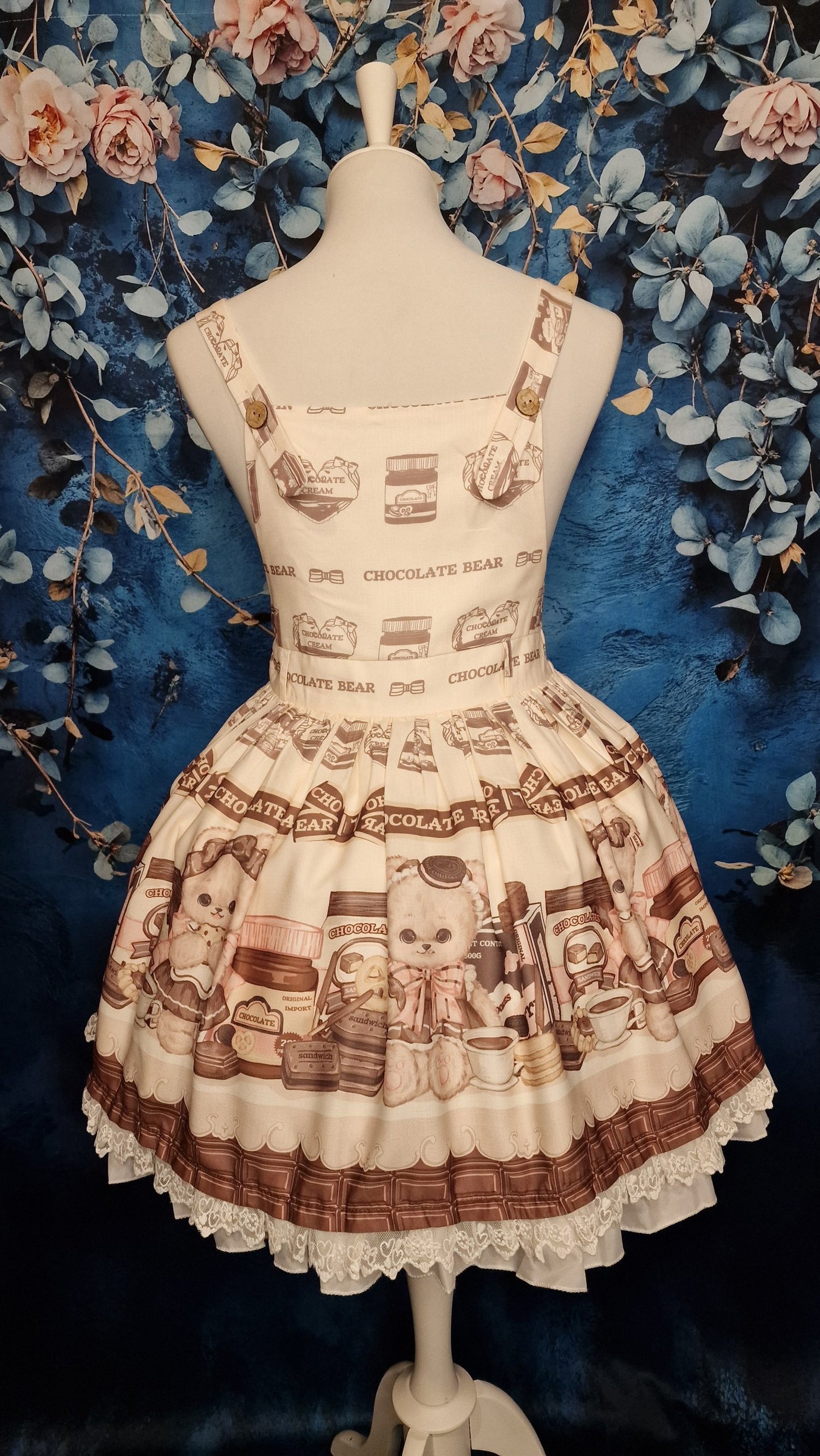 Chocolate Bear Sweet Lolita JSK in creme-braun Kawaii Bären Gr. S