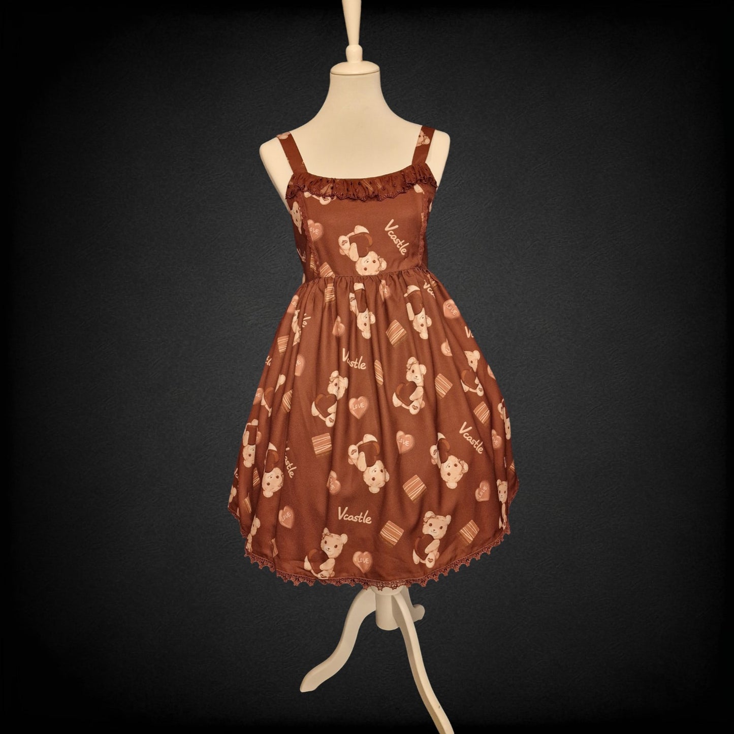 Kawaii süßes Vcastle Lolita Kleid JSK – Chocolate Brown Bear LOVE L