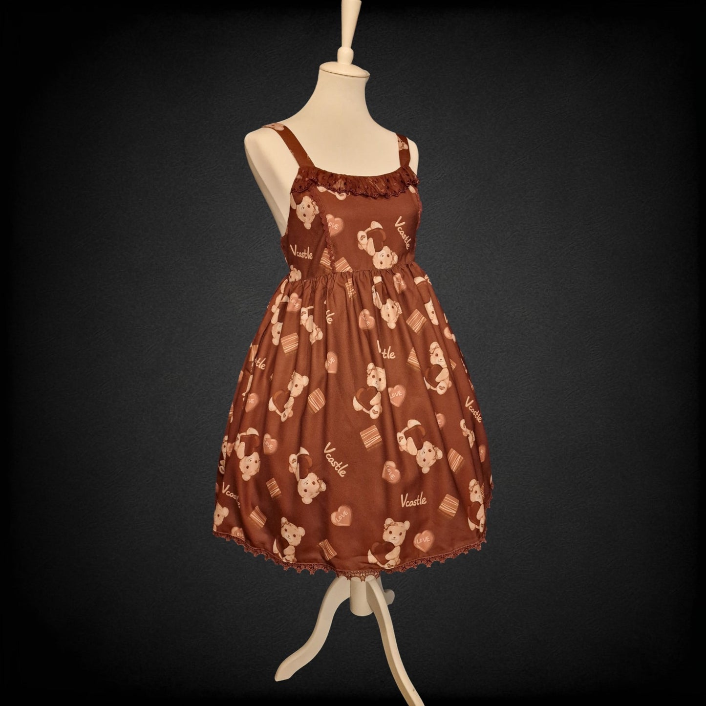 Kawaii süßes Vcastle Lolita Kleid JSK – Chocolate Brown Bear LOVE L