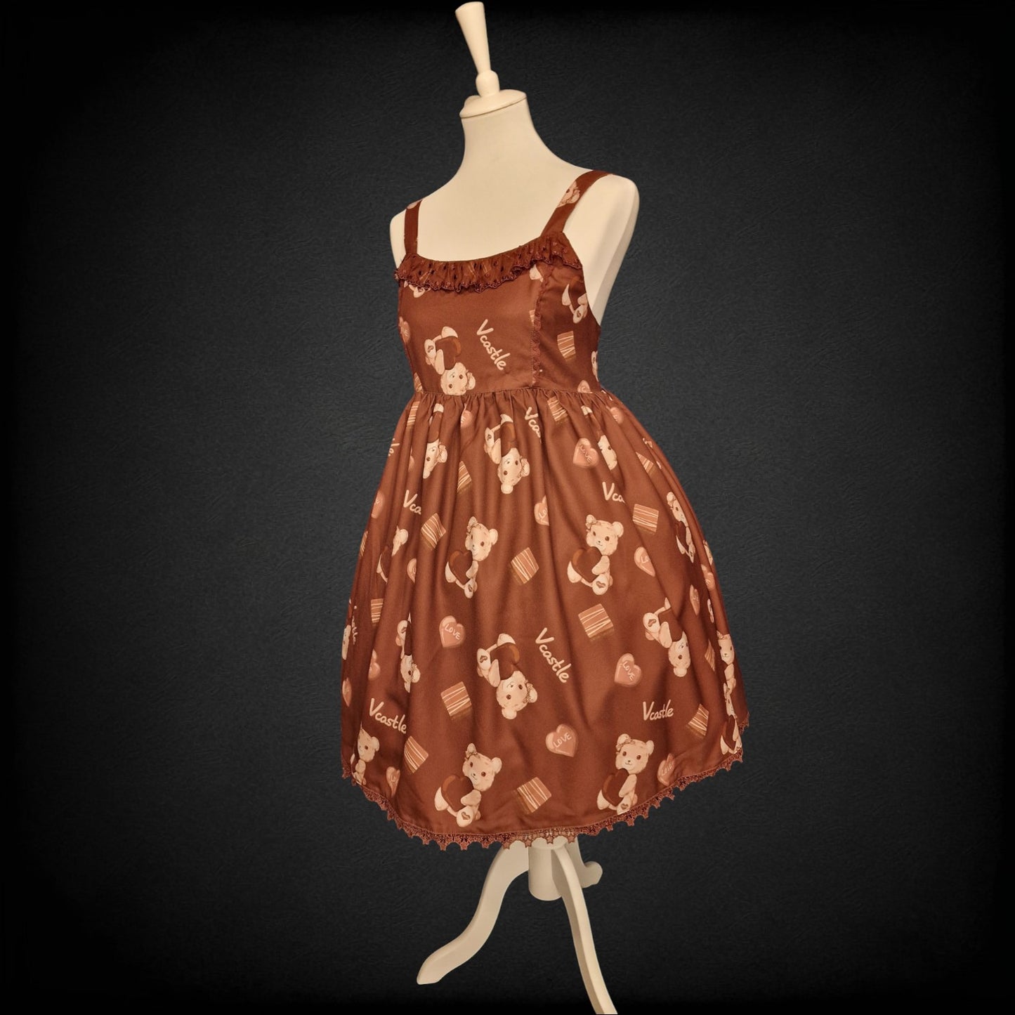 Kawaii süßes Vcastle Lolita Kleid JSK – Chocolate Brown Bear LOVE L