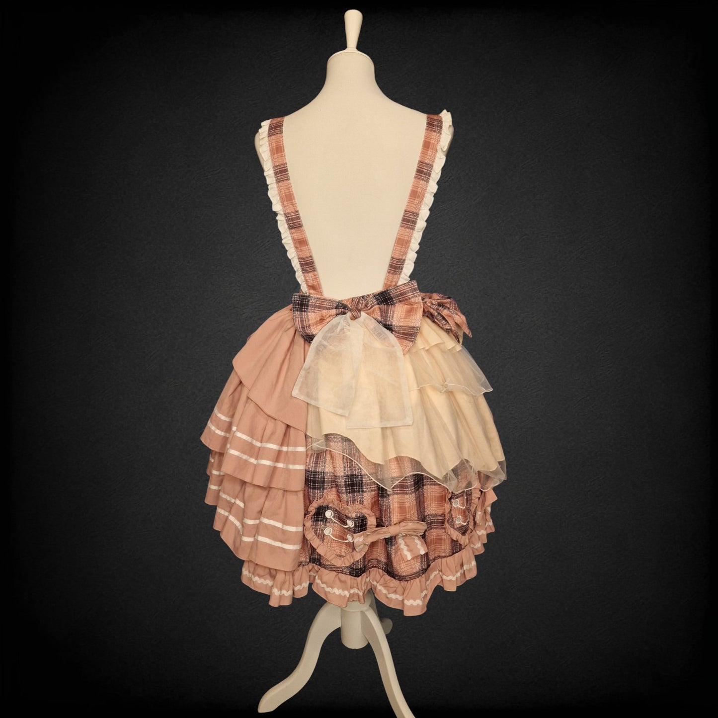 Atemberaubendes Lolita Suspender Skirt Rock – Plaid Rose & Cream