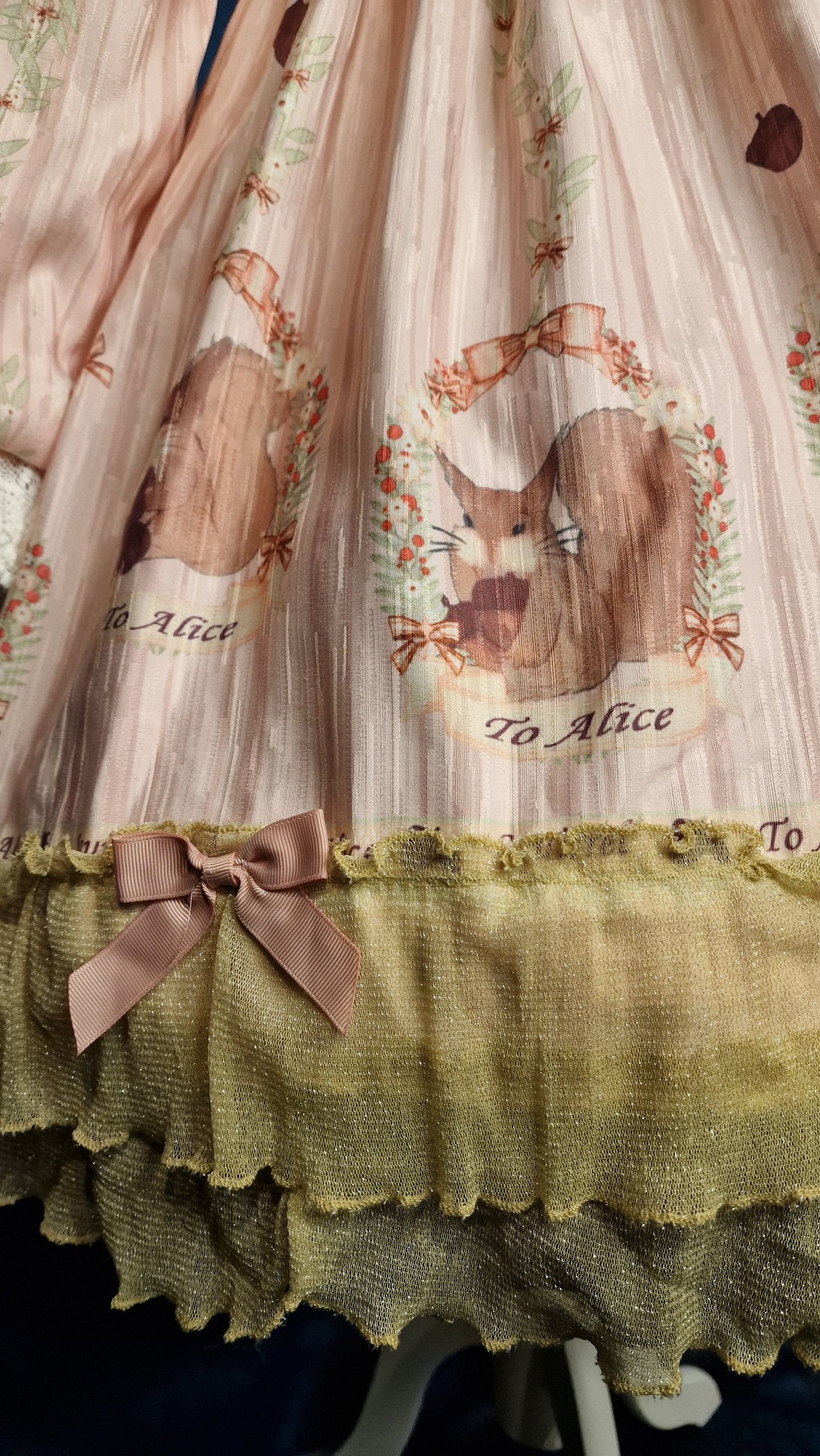 Romantische Lolita Kleid im Barock-Stil "To Alice" „Squirrel“ Eichhörnchenmotiv
