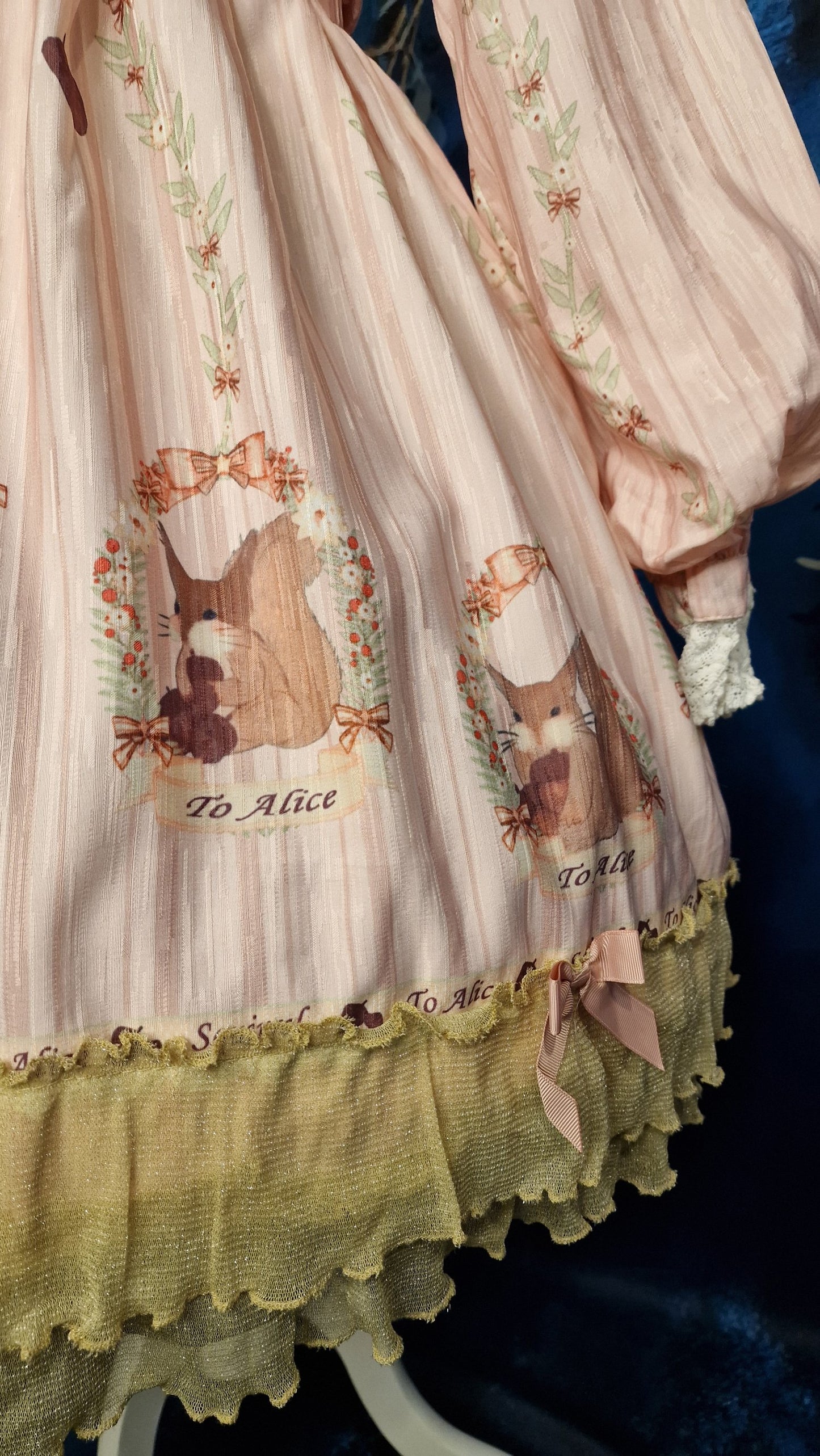 Romantische Lolita Kleid im Barock-Stil "To Alice" „Squirrel“ Eichhörnchenmotiv