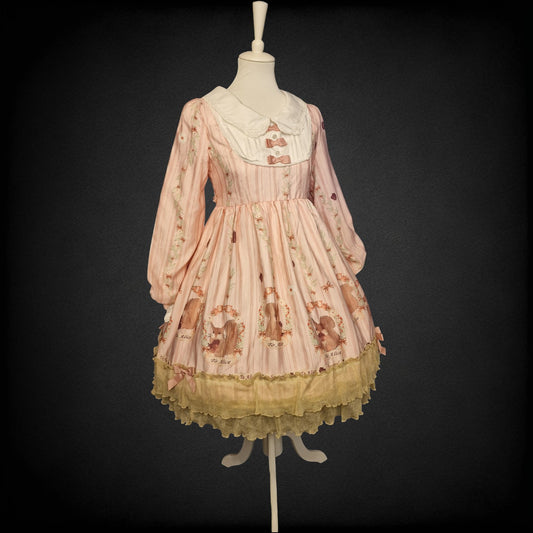 Romantische Lolita Kleid im Barock-Stil "To Alice" „Squirrel“ Eichhörnchenmotiv