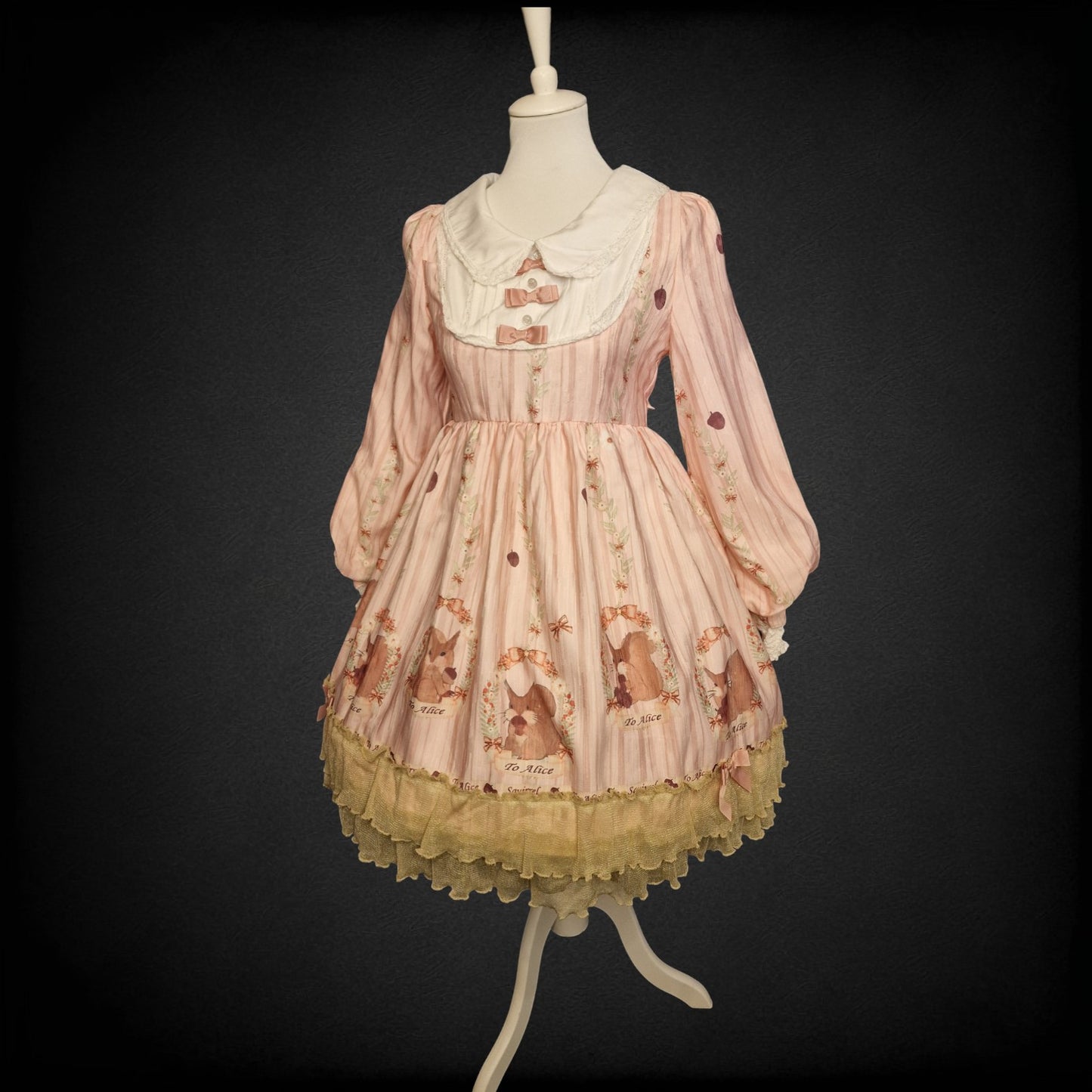 Romantische Lolita Kleid im Barock-Stil "To Alice" „Squirrel“ Eichhörnchenmotiv