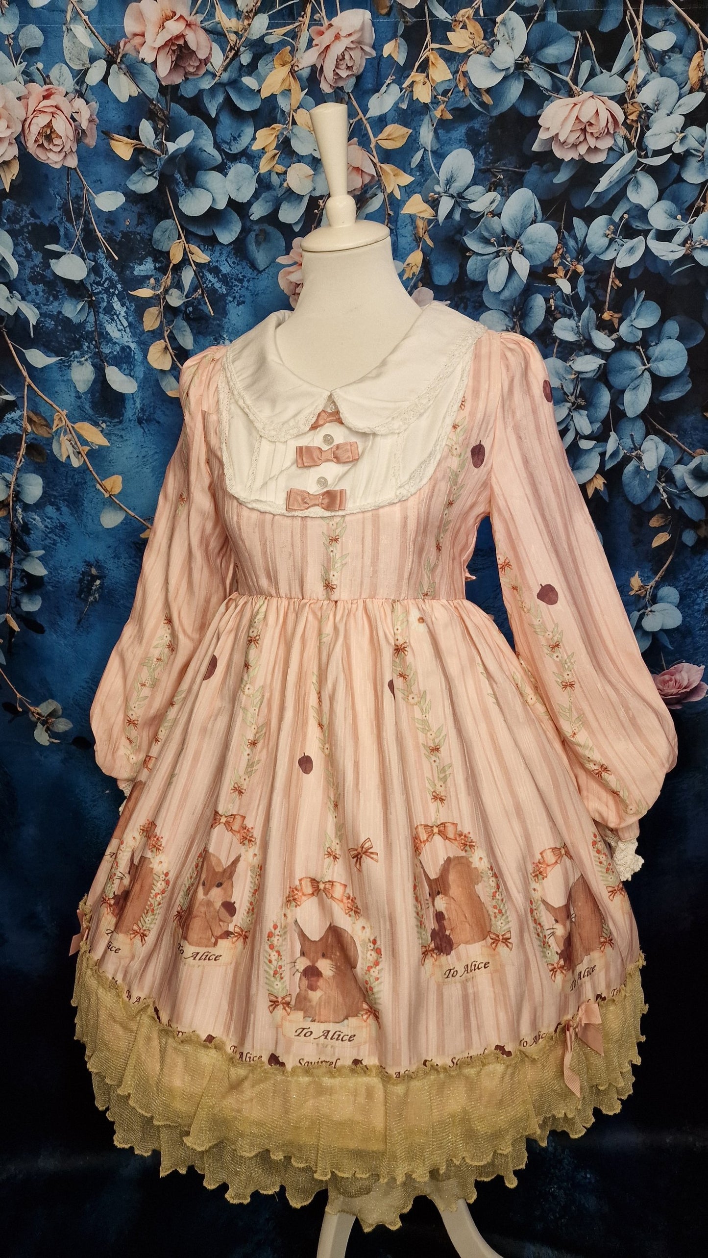 Romantische Lolita Kleid im Barock-Stil "To Alice" „Squirrel“ Eichhörnchenmotiv