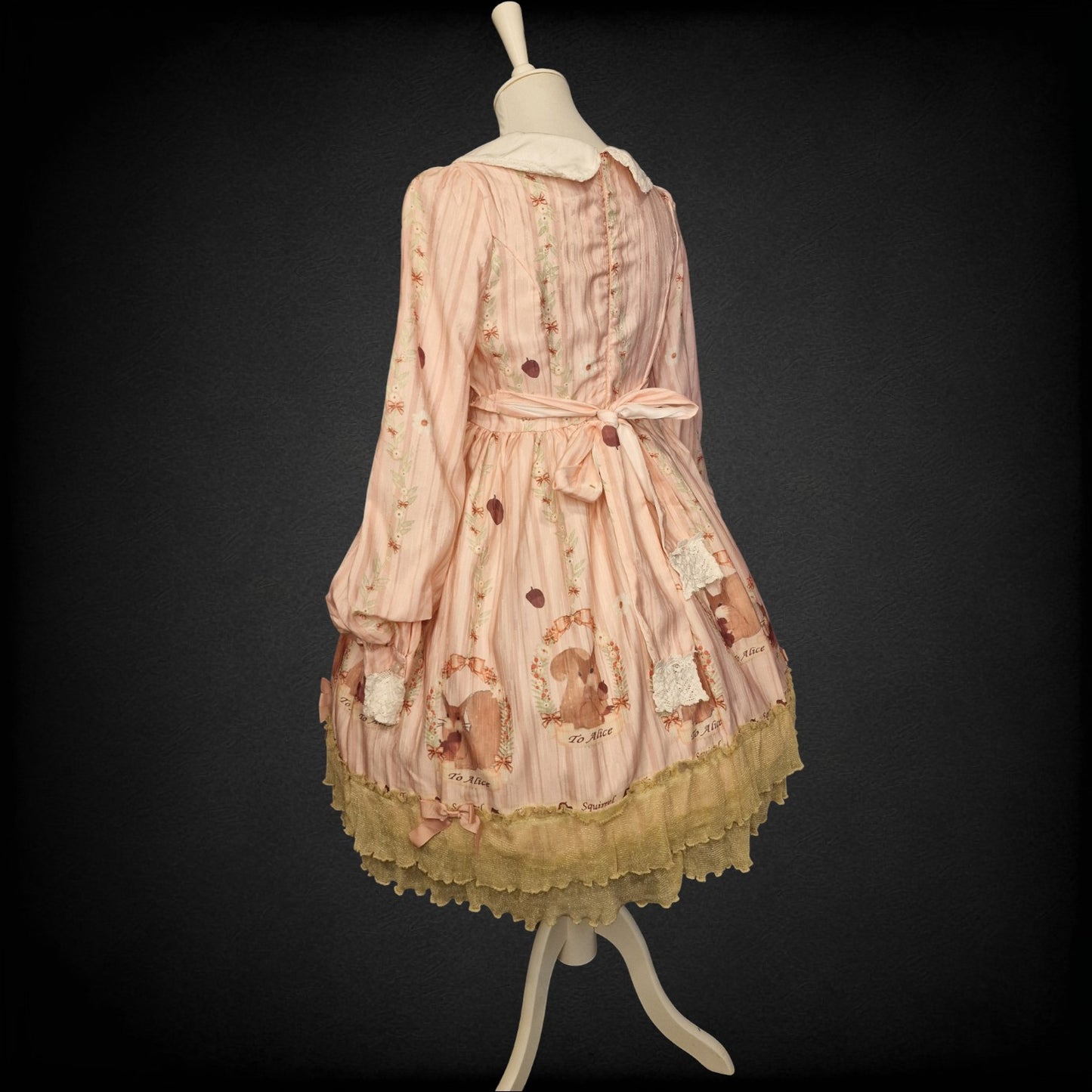 Romantische Lolita Kleid im Barock-Stil "To Alice" „Squirrel“ Eichhörnchenmotiv