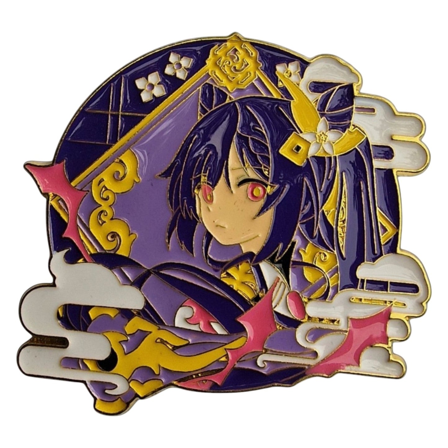Keqing Genshin Impact Pin – Vorderseite weißer Hintergrund