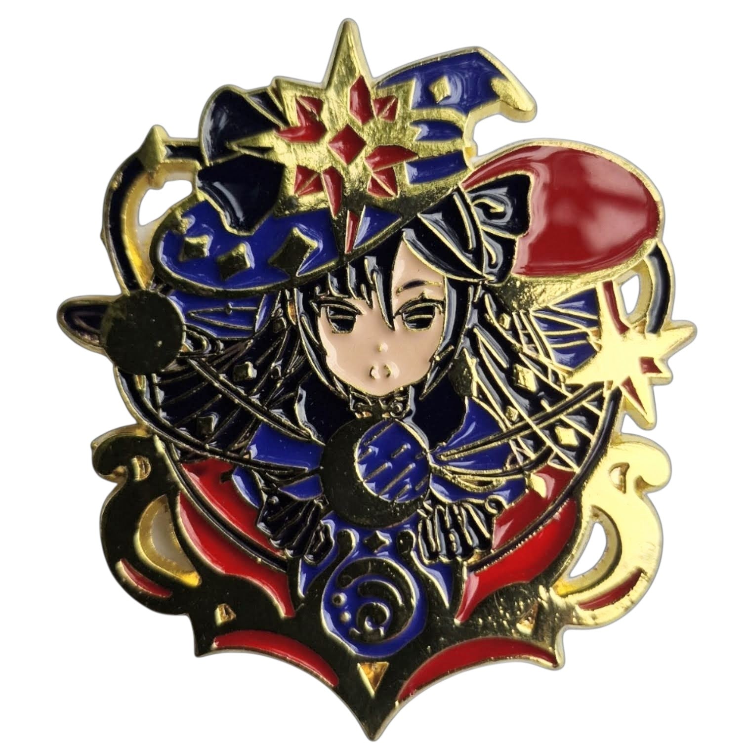 Scaramouche Genshin Impact Pin – Vorderseite weißer Hintergrund