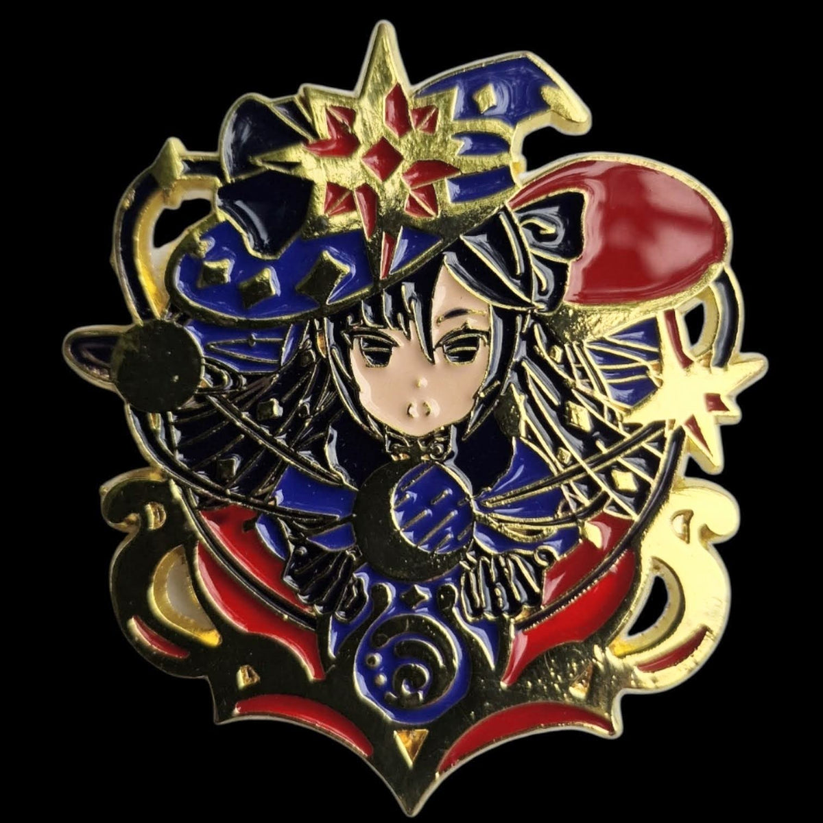 Scaramouche Genshin Impact Pin – Vorderseite schwarzer Hintergrund