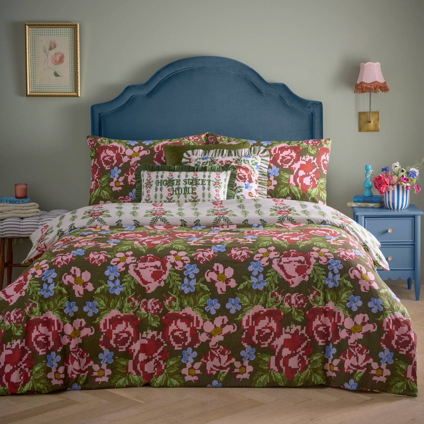Romantische Wendebettwäsche "Feeoni Cottage Floral" Blumenmuster