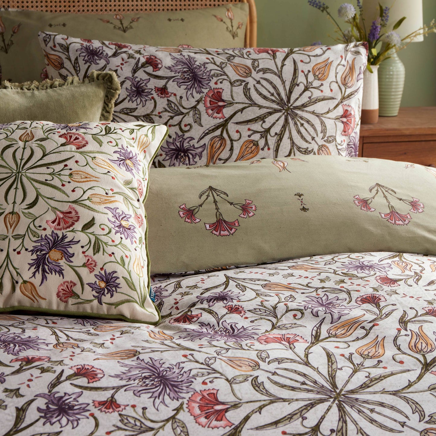 Landhaus vintage Bettwäsche Set Blumenmuster "Tilda Floral" Wendebettwäsche