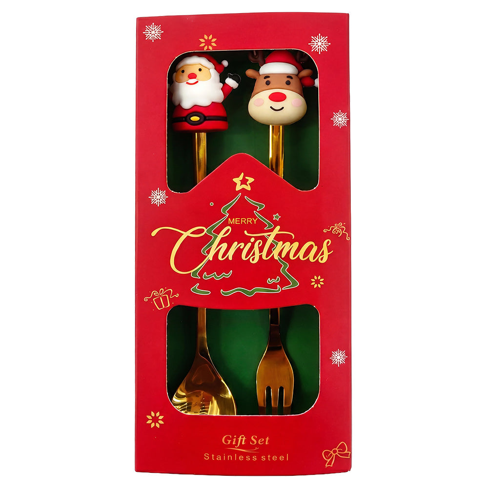 Clayre & Eef Besteckset Weihnachten Löffel & Gabel Dessert Geschenkbox