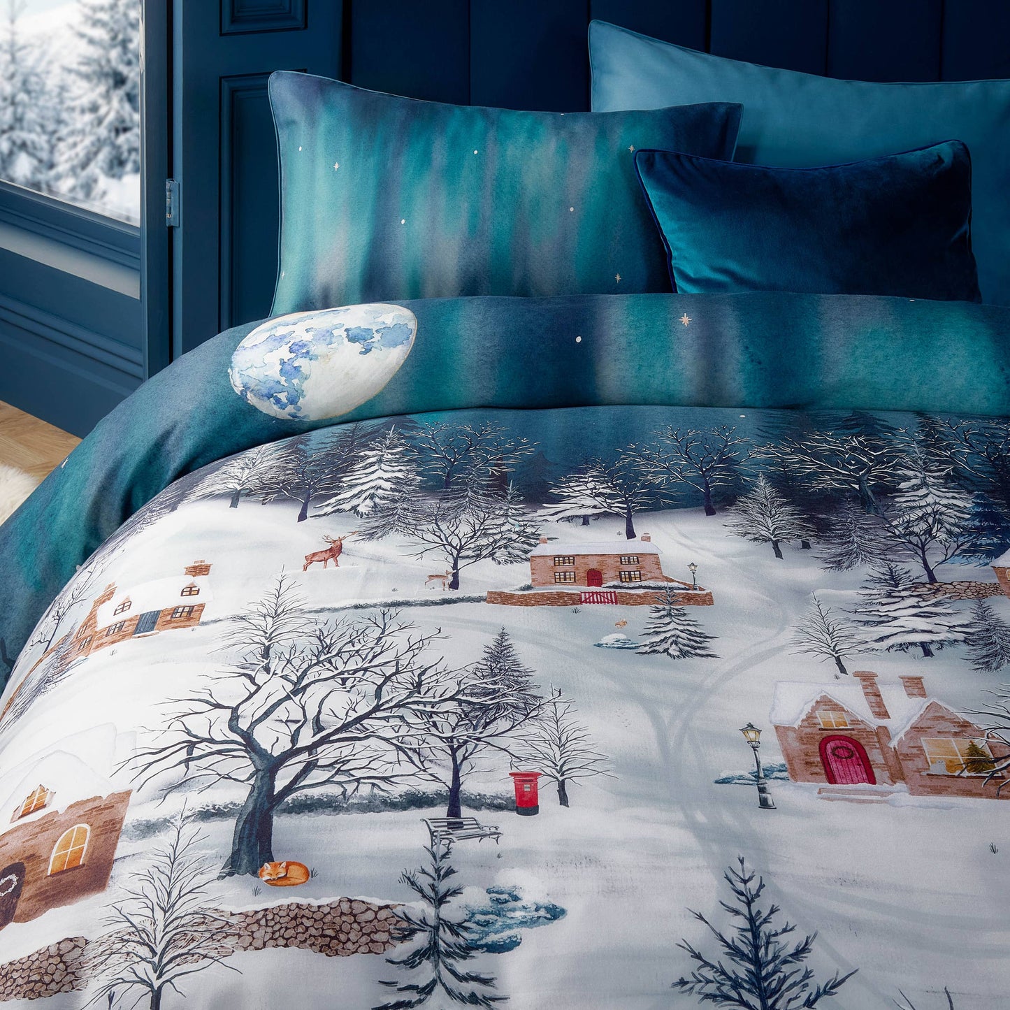 Romantische Bettwäsche "Starlight" Winterlandschaft 100% Baumwolle