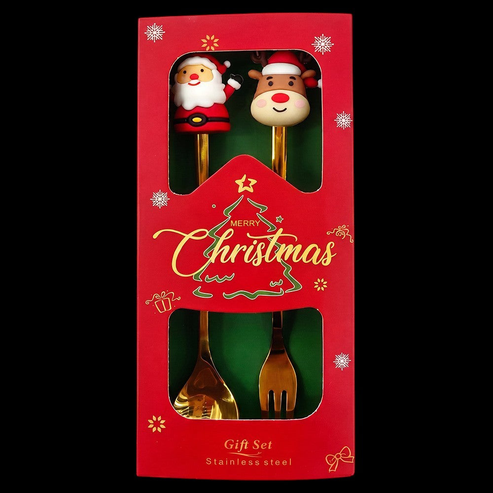 Clayre & Eef Besteckset Weihnachten Löffel & Gabel Dessert Geschenkbox