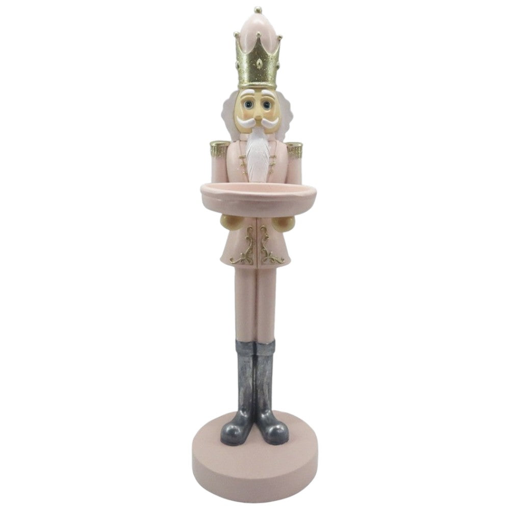 Große Nussknackerfigur Rosa mit Tablett 40 cm Weihnachten