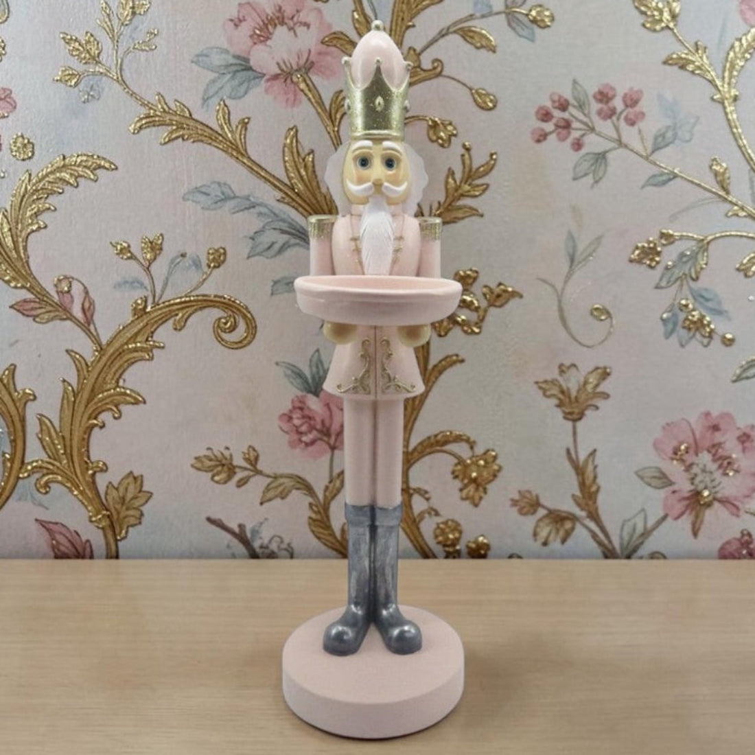Große Nussknackerfigur Rosa mit Tablett 40 cm Weihnachten