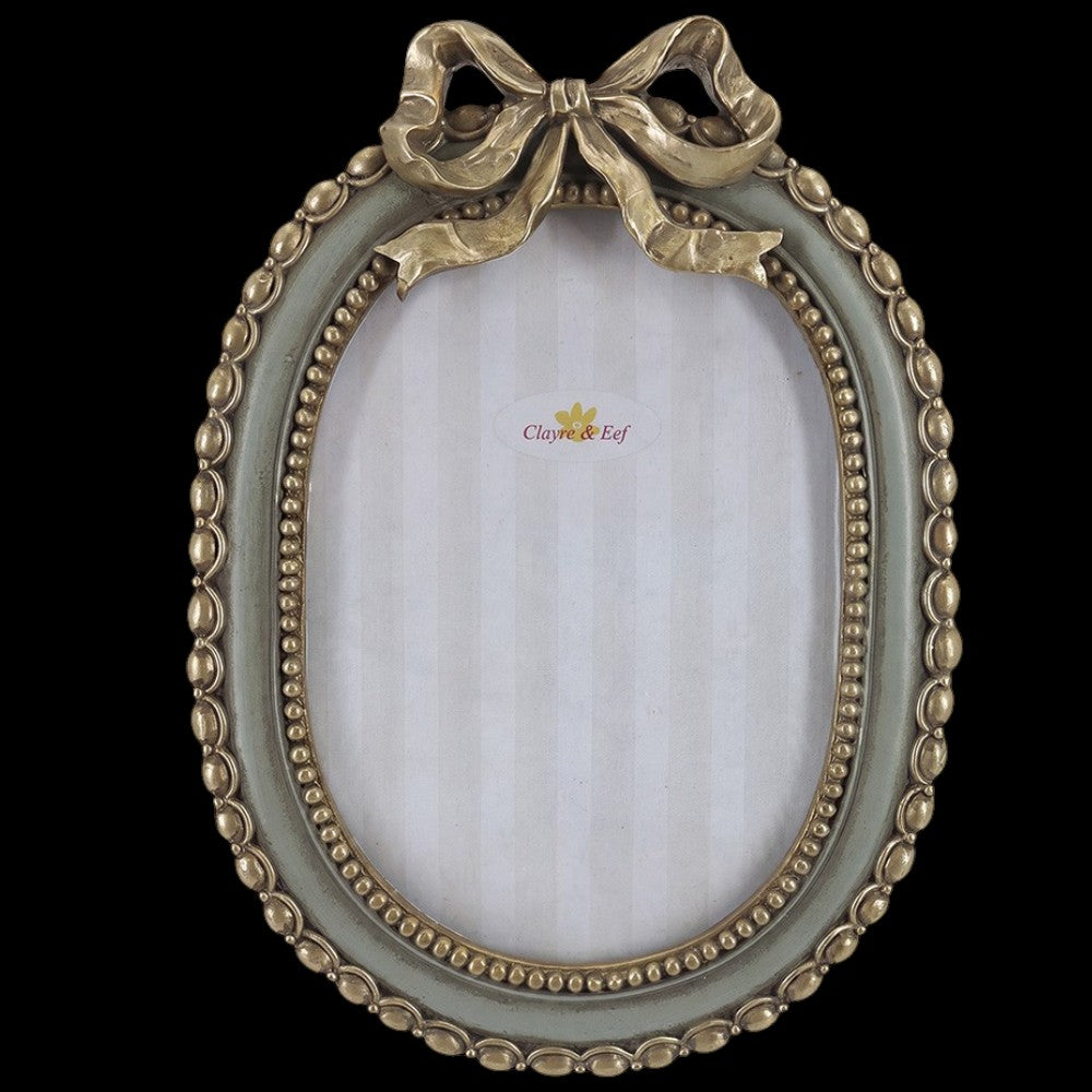 Vintage Bilderrahmen mit Schleife Grau-Gold für 10 × 15 cm
