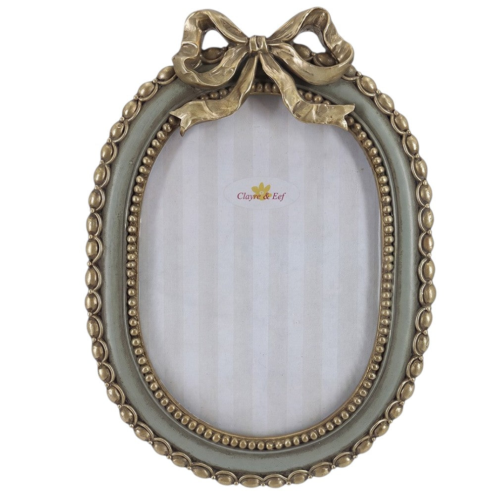 Vintage Bilderrahmen mit Schleife Grau-Gold für 10 × 15 cm