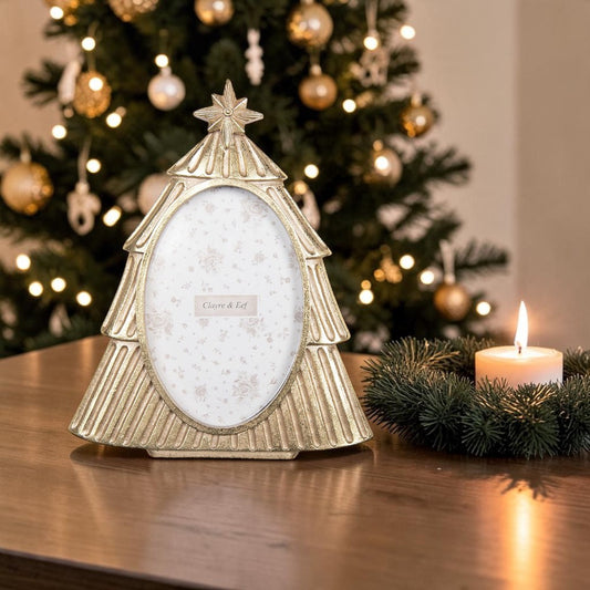 Goldfarbener Bilderrahmen Weihnachtsbaum – vintage 10 × 15 cm