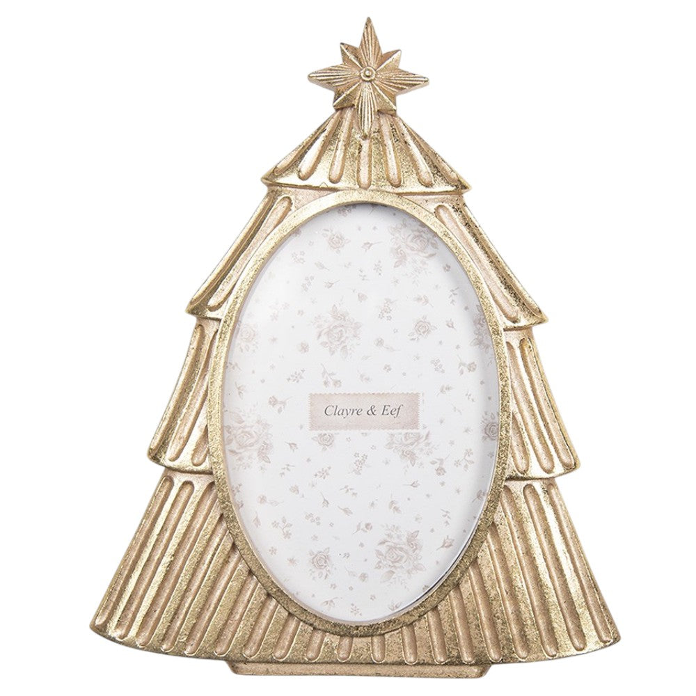Goldfarbener Bilderrahmen Weihnachtsbaum – vintage 10 × 15 cm