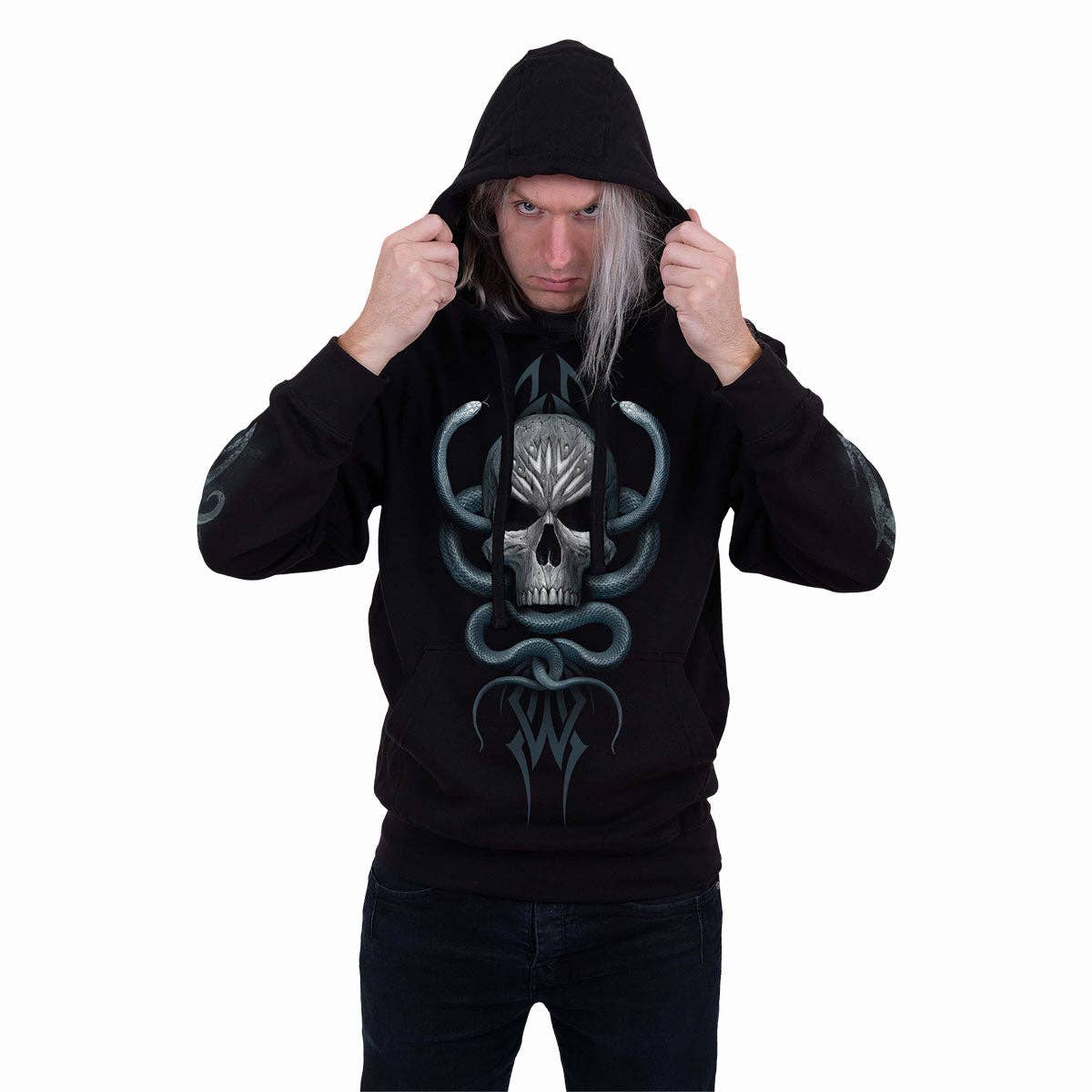 Gothic Hoodie "Stone Gaze" Skull