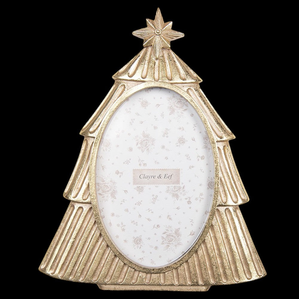 Goldfarbener Bilderrahmen Weihnachtsbaum – vintage 10 × 15 cm