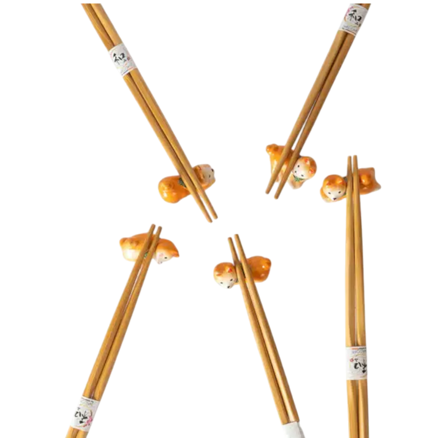 Kawaii 5-teiliges Geschenkset mit Bambus-Essstäbchen Shiba Inu