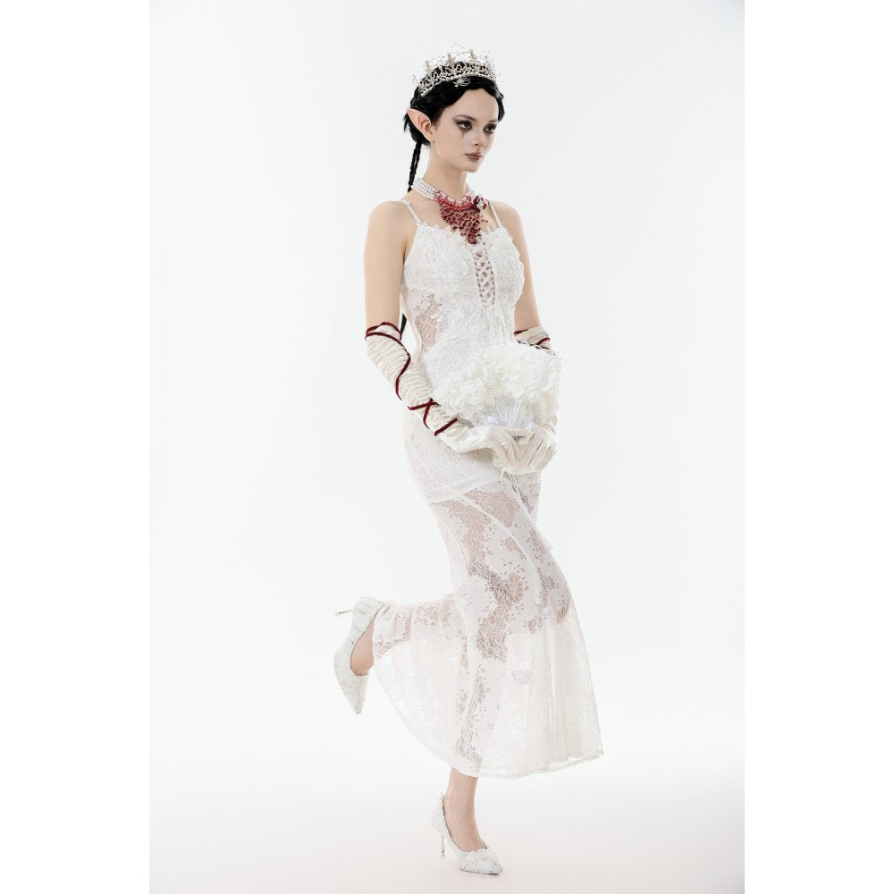 Weißer Hochzeitfächer aus Rosen und Spitzen