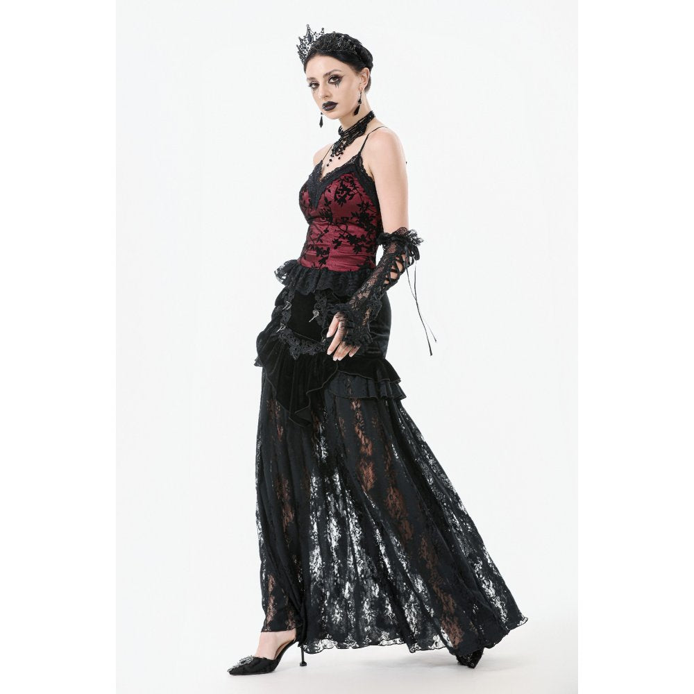 Romantischen Top mit Rosen schwarz-rot Dark in Love