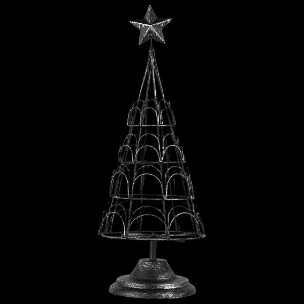 Vintage-Kartenhalter Weihnachtsbaum aus schwarzem Metall 31 cm