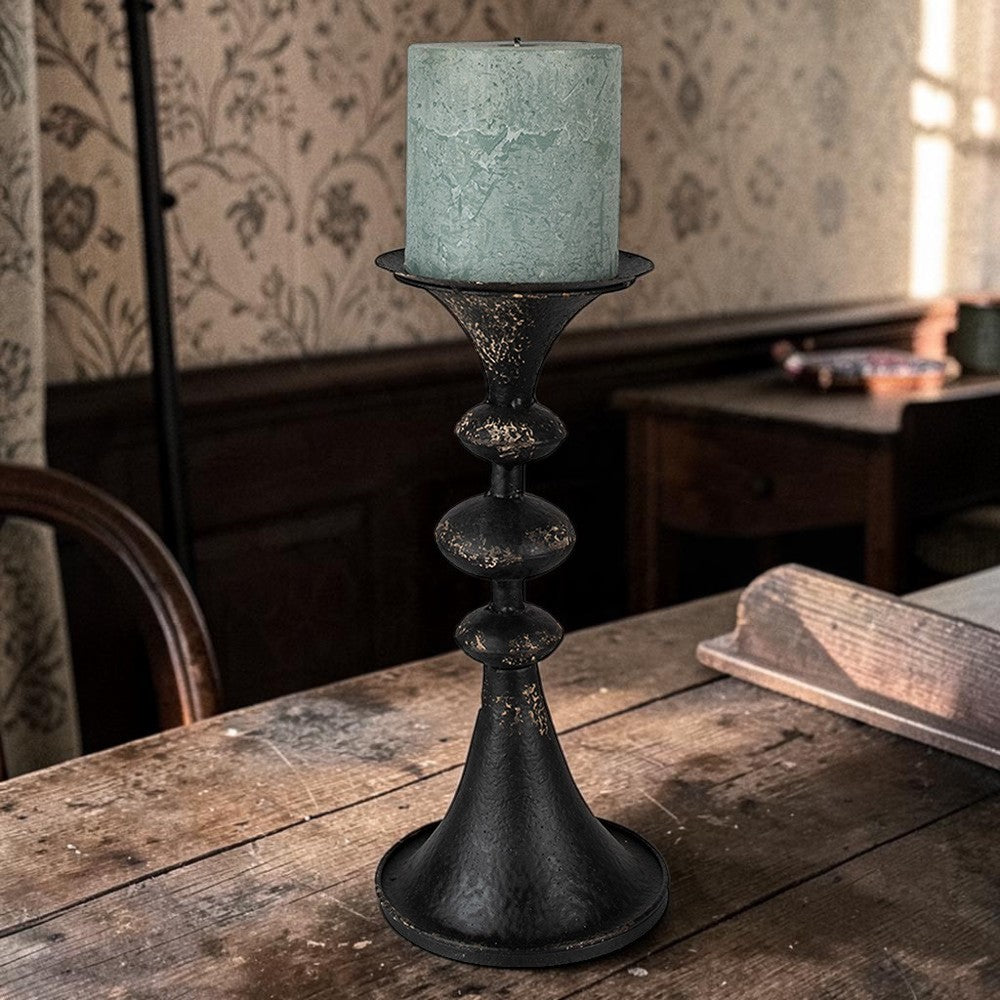 Vintage-Kerzenständer schwarz-gold 34 cm rustikal Mittelalter