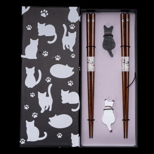 Niedliches Katzen-Essstäbchen-Set "Nekozukushi" Geschenkidee Japan