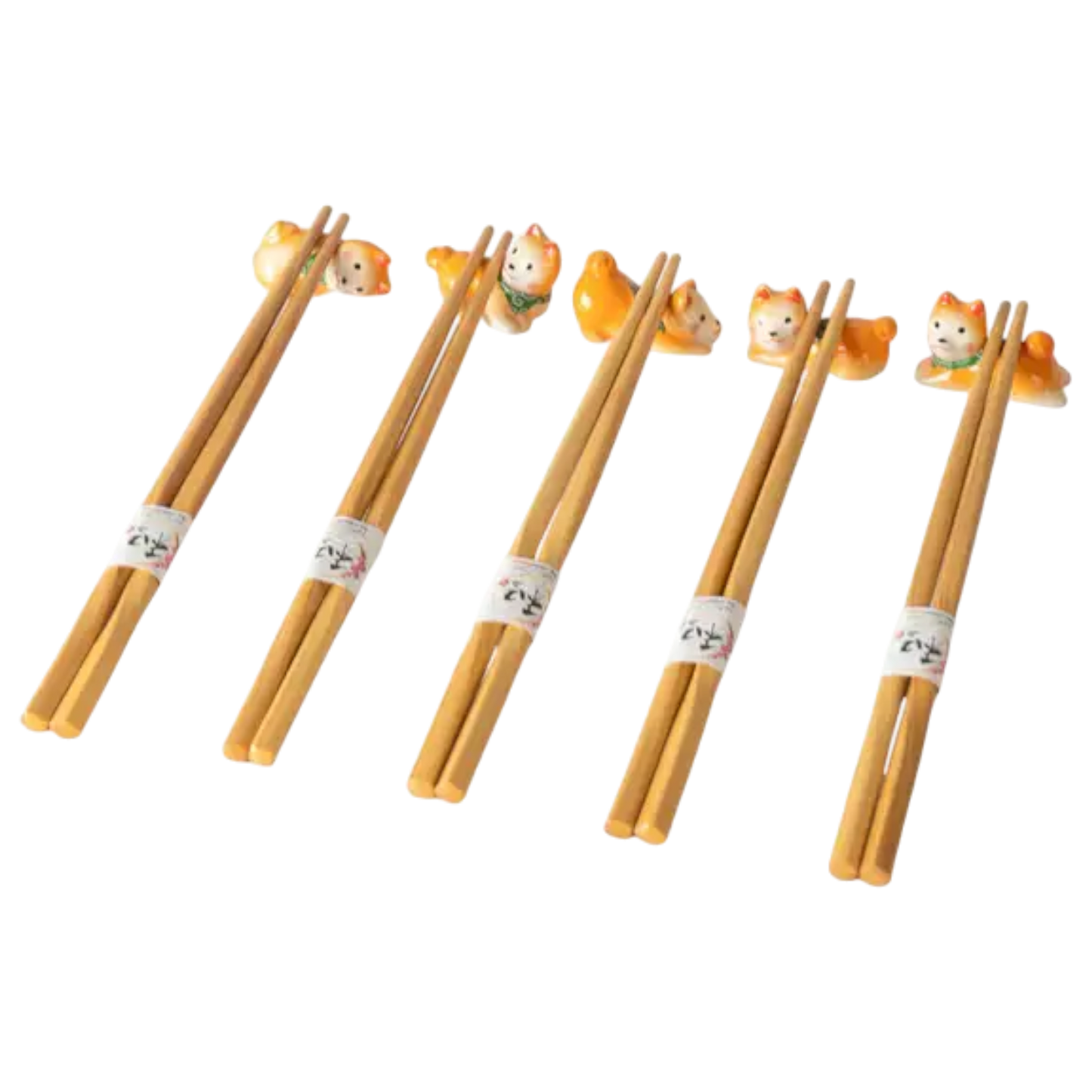 Kawaii 5-teiliges Geschenkset mit Bambus-Essstäbchen Shiba Inu