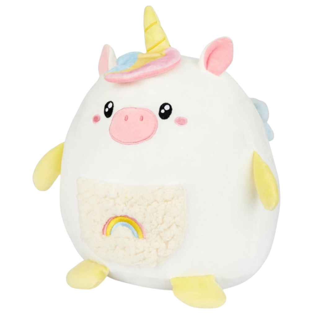 Weißes Einhorn-Kuscheltier Seitenansicht
