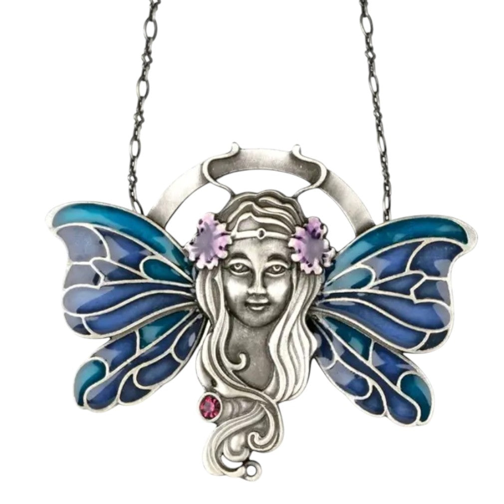 Jugendstil Fee Anhänger-Kette – weißer Hintergrund
