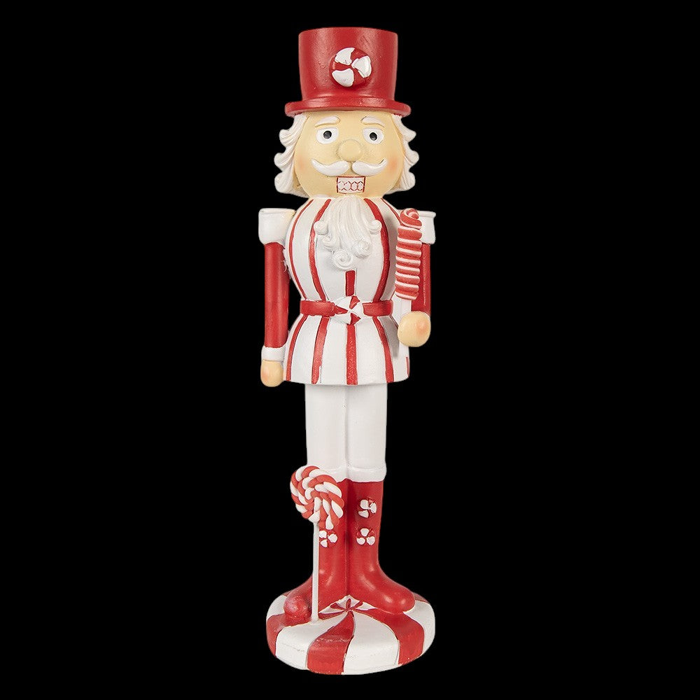 Weihnachtsdekofigur Nussknacker 23 cm, weiss-rot Lollipop