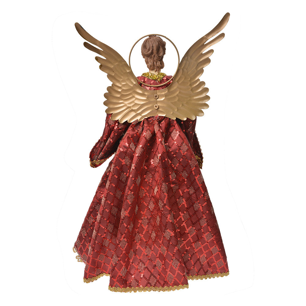 Große Dekofigur. Puppe Weihnachtsengel vintage rot-gold 44 cm
