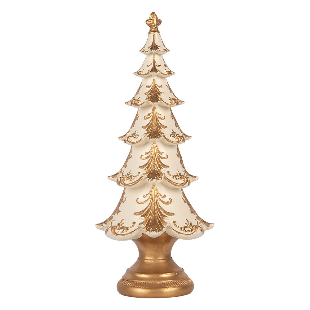 Weihnachtsdeko Tannebaum in weiß-gold vintage Clayre & Eef 30 cm