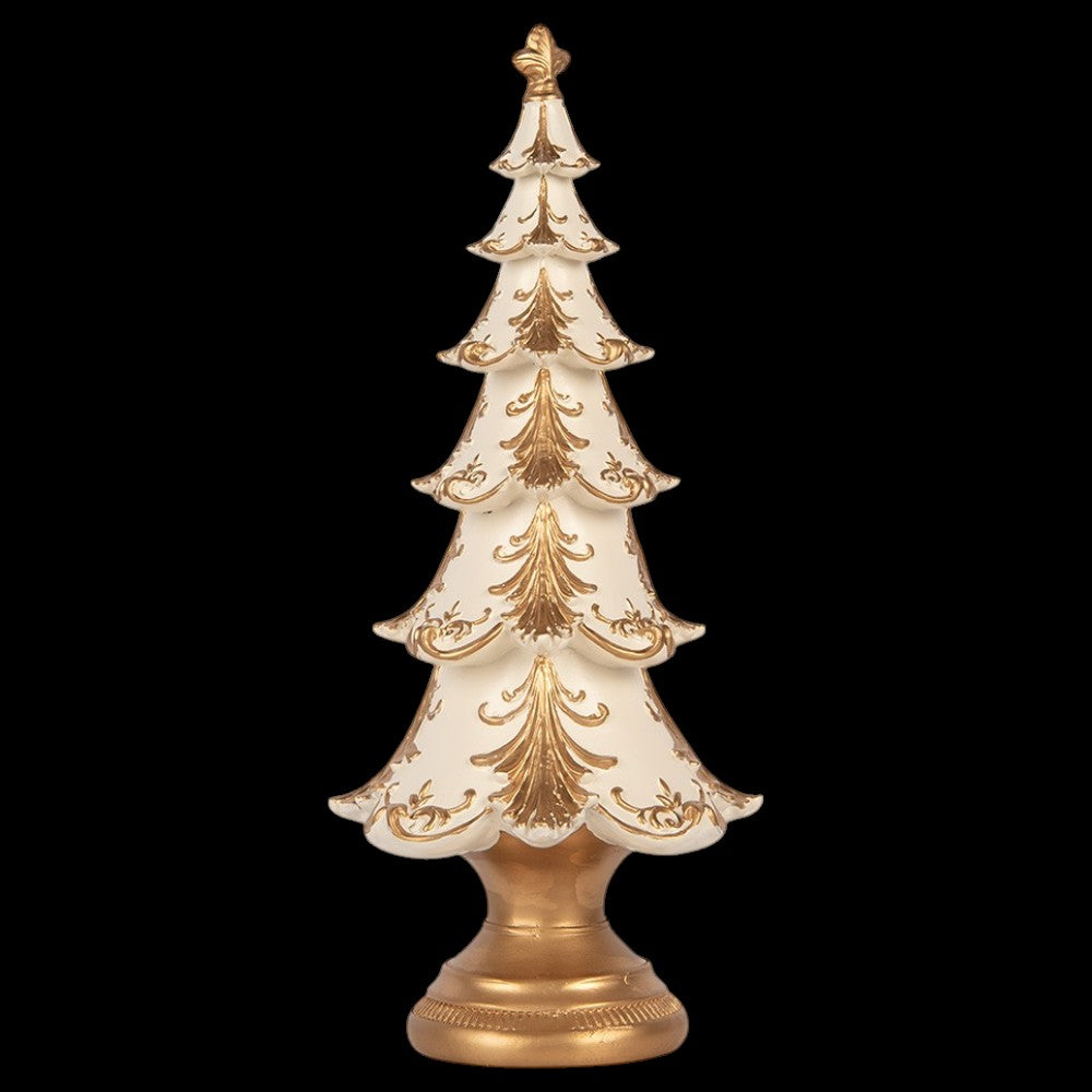 Weihnachtsdeko Tannebaum in weiß-gold vintage Clayre & Eef 30 cm