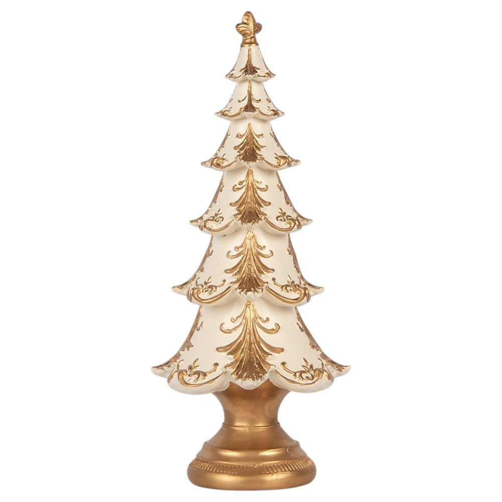 Weihnachtsdeko Tannebaum in weiß-gold vintage Clayre & Eef 30 cm