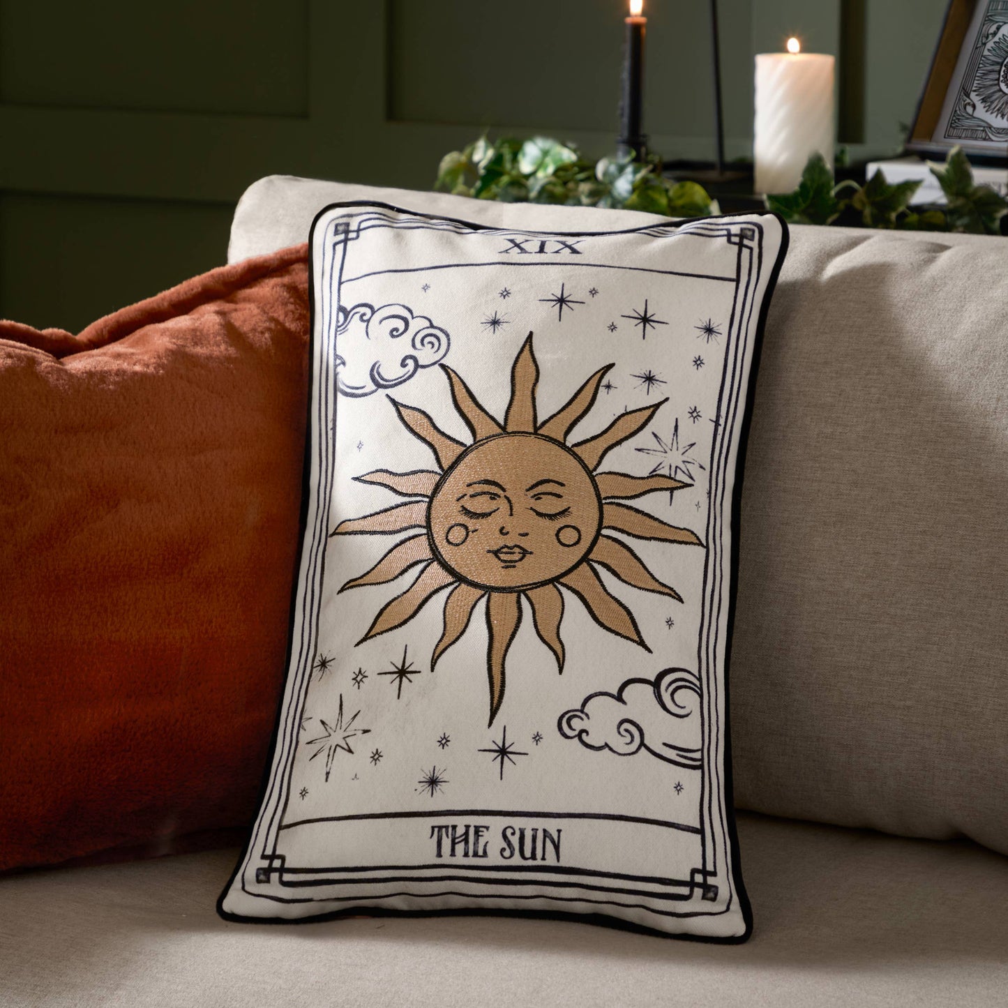 Witchy Dekokissen Samt Tarotkarte _"Die Sonne" 30 x 50 cm Gothic Deko