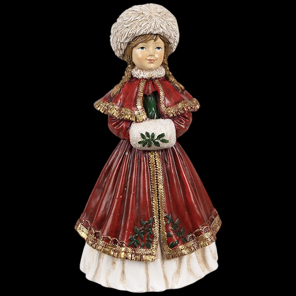 Weiihnachten Mädchen mit Muff – Nostalgische Vintage-Deko, 17 cm