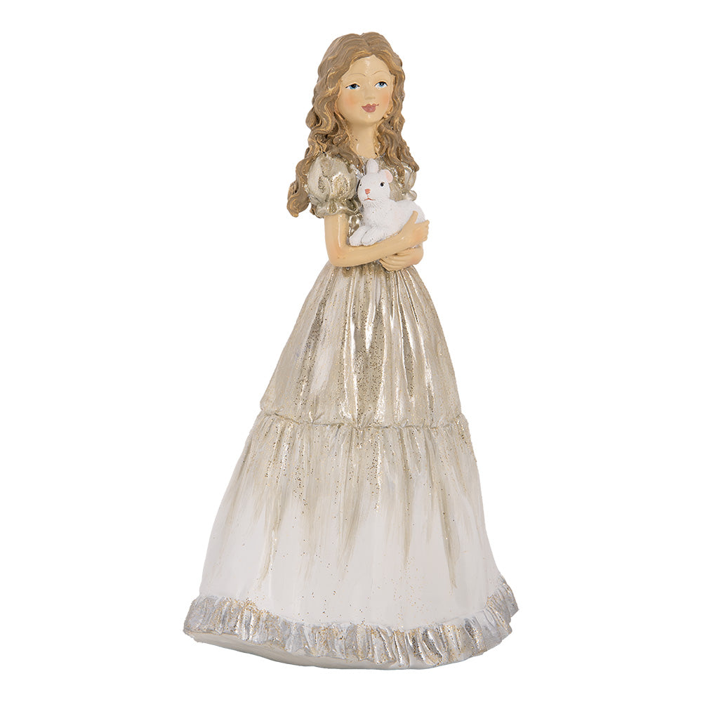 Nostalgische Dekofigur Mädchen mit Hase – Clayre & Eef 22 cm vintage