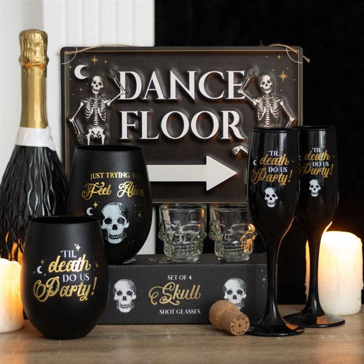 Til Death Do Us Party Sektgläser in schwarz mit Skull