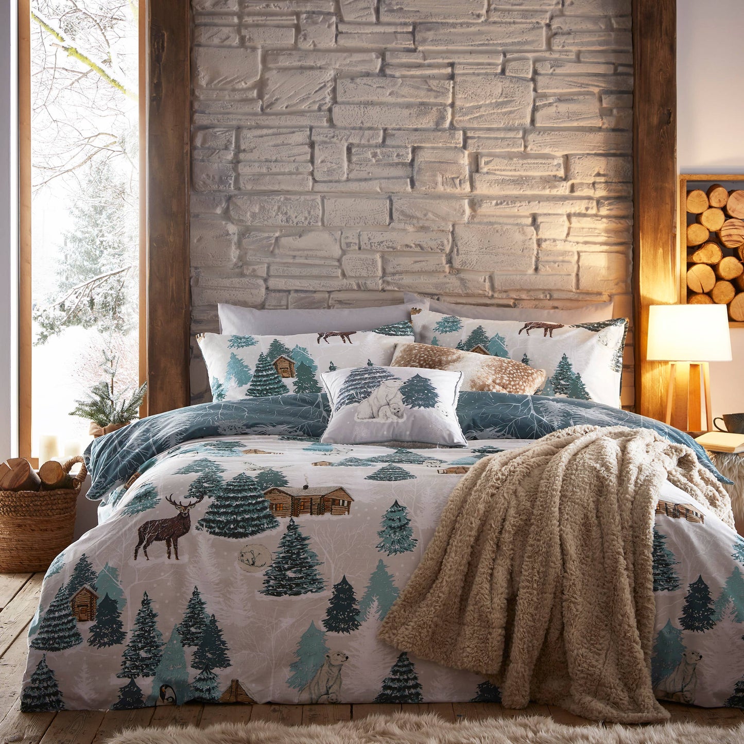 Arcticus Bettwäsche Waldtiere im Winter Wendebettwäsche vintage