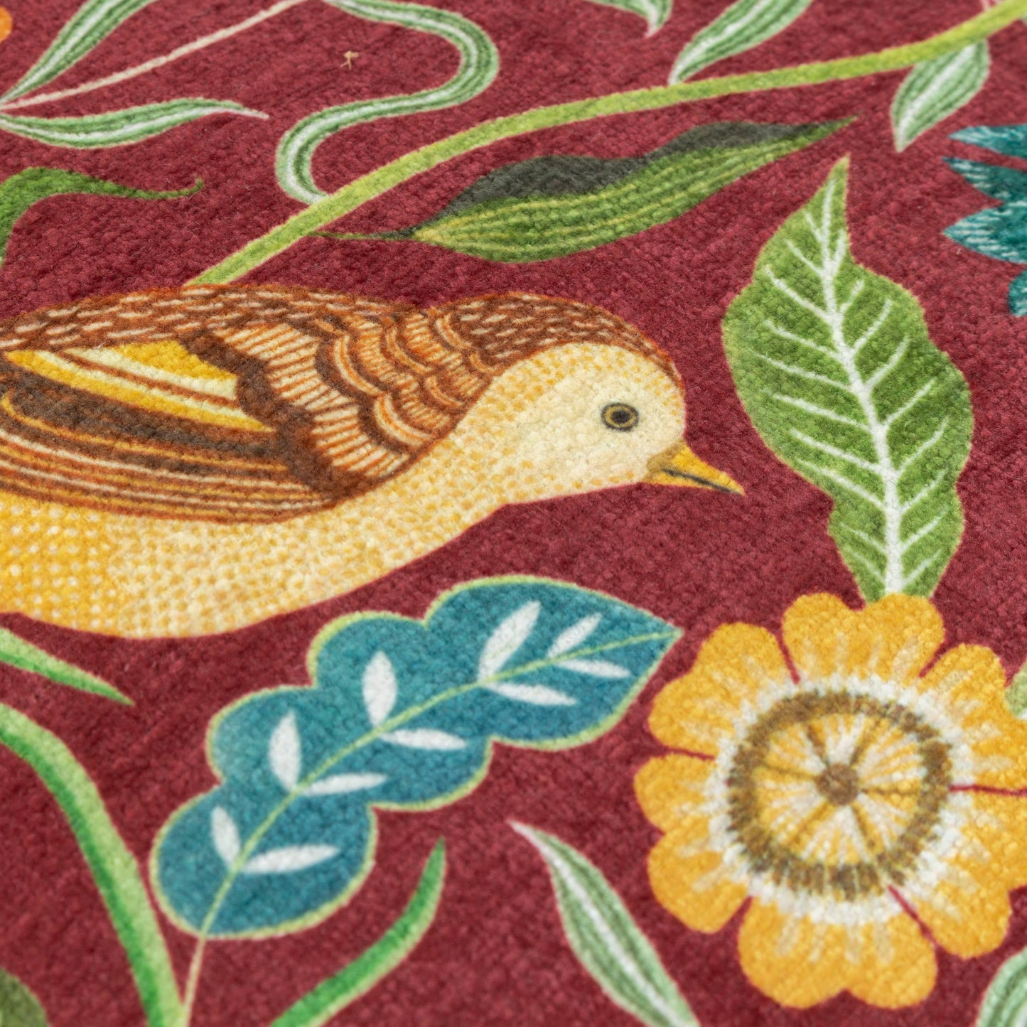 Evans Lichfield Dekokissen „Hawthorn Birds“ – 30 x 50 cm bordeaux