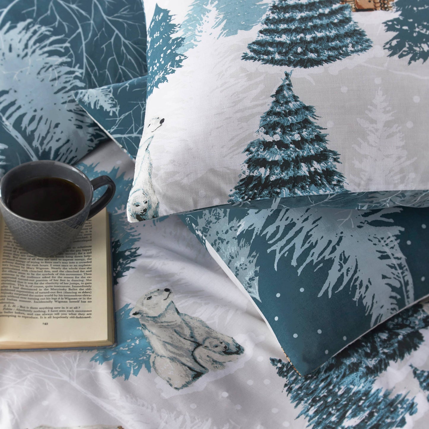 Arcticus Bettwäsche Waldtiere im Winter Wendebettwäsche vintage